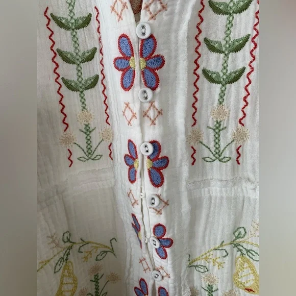 Johnny Was white Felicity Tunic embroidered blouse shirt NWOT size M - Picture 5 of 11
